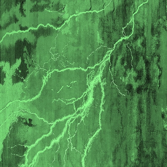 Ahgly Company Indoor Square Oriental Emerald Green Industrial Area Rugs, 3' Square