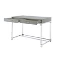 thumbnail image 4 of Maximo Light Grey Chrome Writing Desk - High Gloss Finish, Acrylic Leg, Stainless Steel Base, 2 Drawers, 4 of 9