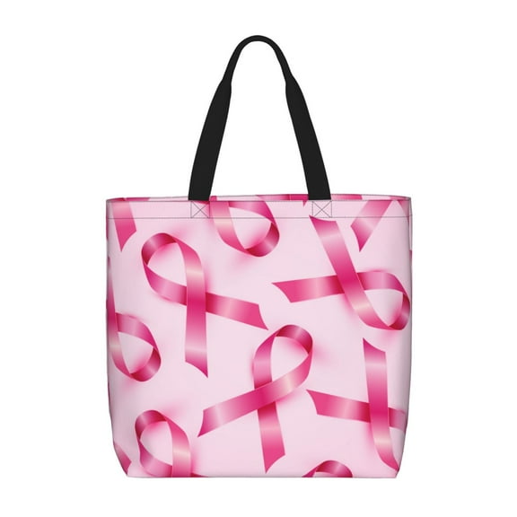 Vsdgher Breast Cancer Ribbons Awareness print Tote Bag for Women Shoulder Bag with Zipper Large Shoulder Bag Handle Handbag Portable Washable for Travel, Work