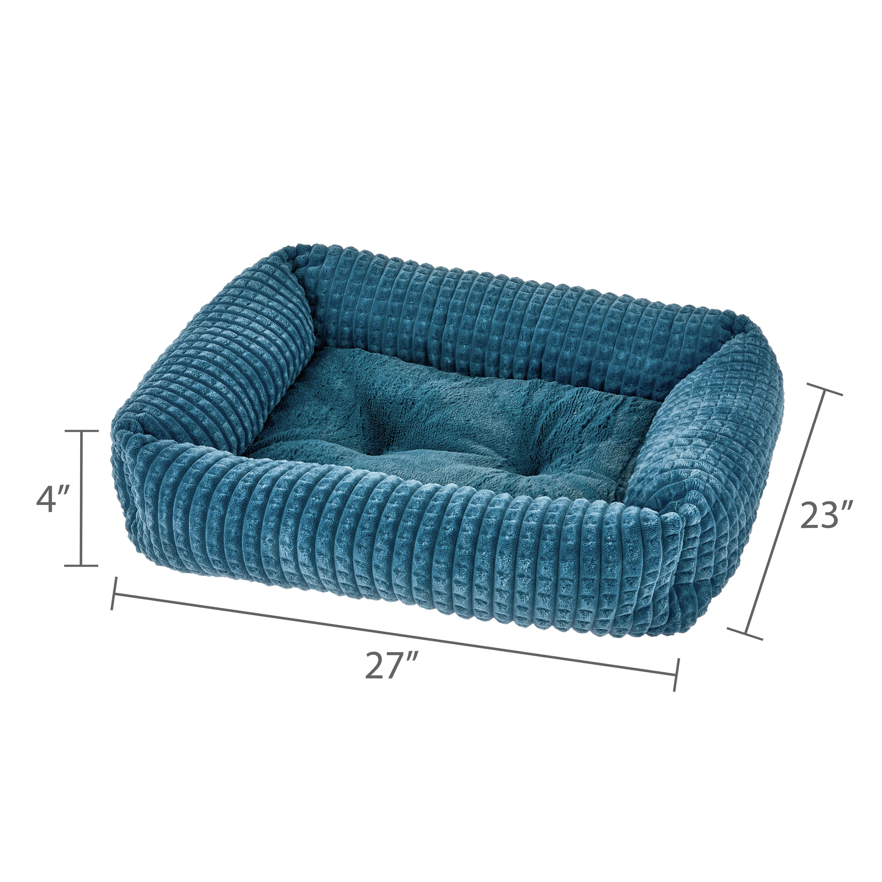 Vibrant Life Medium Flannel Waffle Texture Bolster Cat or Dog Bed, Blue, 21" x 25"