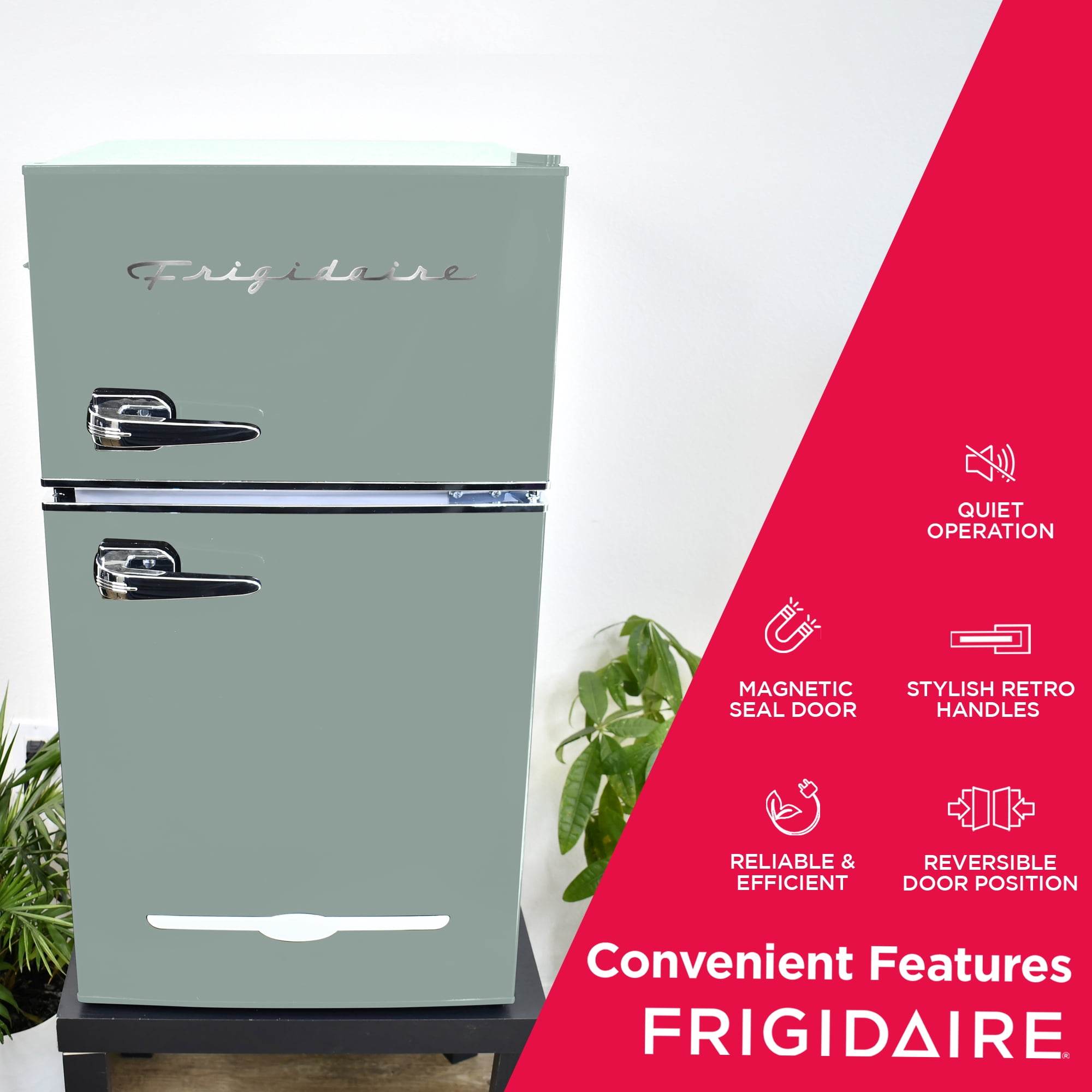 Frigidaire, 3.1 Cu. Ft. 2 Door Retro Compact Refrigerator , Built-In Side Bottle Opener, Mint
