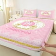 thumbnail image 3 of Castle Fairy Pink Princess Carriage Girl Twin Sheet Sets 3pcs,Bling Gold Glitter Twin Fitted Sheet Microfiber,Dreamy Lace Trim Breathable Flat Sheet,Lightweight Room Decor, 3 of 7