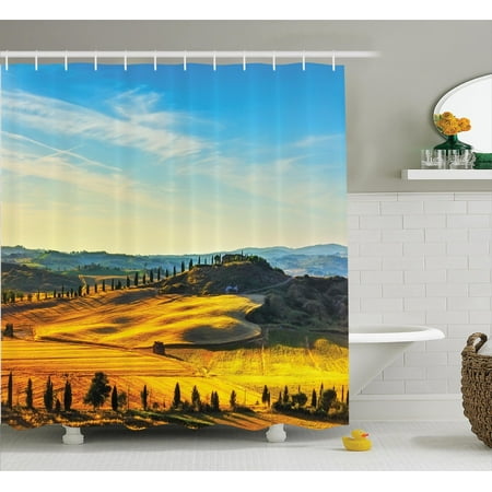 Tuscan Decor Shower Curtain Set Scenery Of Italian Rural With