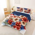 thumbnail image 2 of Manfei Watercolor Floral Queen Comforter Set,Retro Us Flag Comforter Sets Queen,Red White,Navy Blue Reversible,3pcs,1 Comforter and 2 Pillowcases, 2 of 7