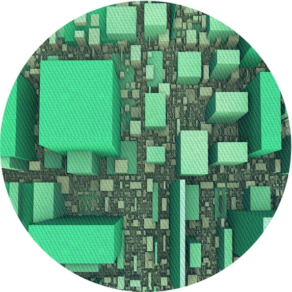 Ahgly Company Indoor Round Patterned Lime Mint Green Area Rugs, 8' Round