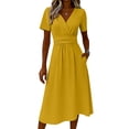 thumbnail image 5 of Cocktail Dresses for Women A-Line Mini Short Sleeve V-Neck Wrap Spring Dresses Casual Summer Beach Vacation Dress, 5 of 5