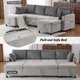 thumbnail image 5 of EUROCO 111.8" Sectional Sleeper Sofa with Pull Out Bed, U Shaped Sectional Couch with Storage Ottoman Convertible 6-Seater Sofa,Grey, 5 of 8