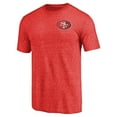 thumbnail image 2 of Men's Heathered Scarlet San Francisco 49ers Primary Logo Left Chest Distressed Tri-Blend T-Shirt, 2 of 3