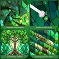 thumbnail image 4 of Stained Glass Shamrock Tree Banner Green Theme Luck Backdrop Shamrock Decoration Gold Coin Accent Stained Glass Background for St. Patrick's Day Party Luck Theme Party Indoor Decoration, 4 of 9
