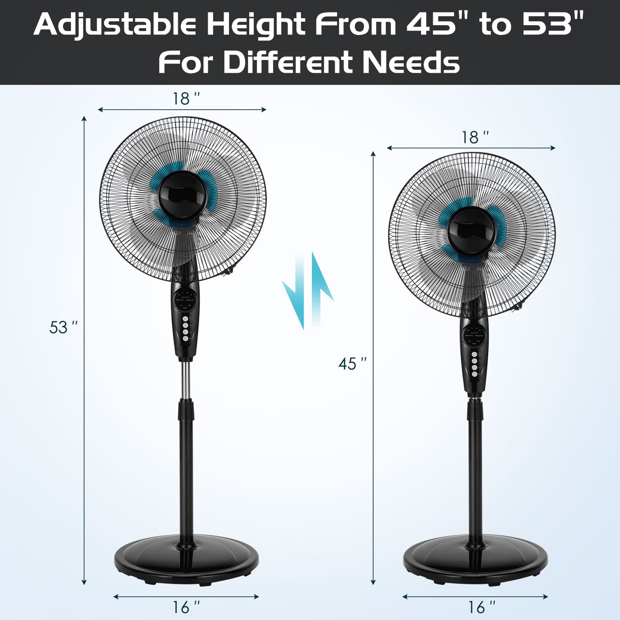 Gymax Home Office 18'' Dual Blade Pedestal Fan Adjustable Oscillating Stand Fan