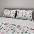 thumbnail image 2 of Floral Comforter & Sham Bedding Set, Print of Colorful Perfume Bottles and Flowers on a Background of Stripes, 3 pcs Duvet Set Microfiber Filling Quilt, 5 Sizes, White and Multicolor, by Ambesonne, 2 of 4