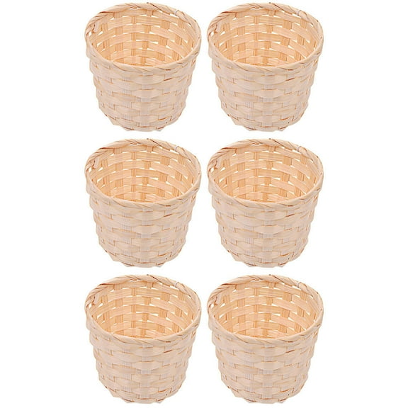 6 Pcs Storage Bins Fruit Basket Bamboo Large Size