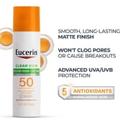 Eucerin Sun Clear Skin Face Sunscreen Lotion SPF 50 with Oil-Absorbing Minerals, 2.5 fl oz