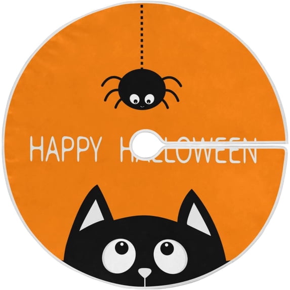FMSHPON Halloween Spider Xmas Christmas Tree Skirt Stand Mat for Holiday Party Decoration Indoor Outdoor 48 inches
