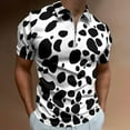 thumbnail image 2 of Dalmatian Print Men Zipper T-shirt Summer Casual Short Sleeve T-shirt Top, 2 of 7