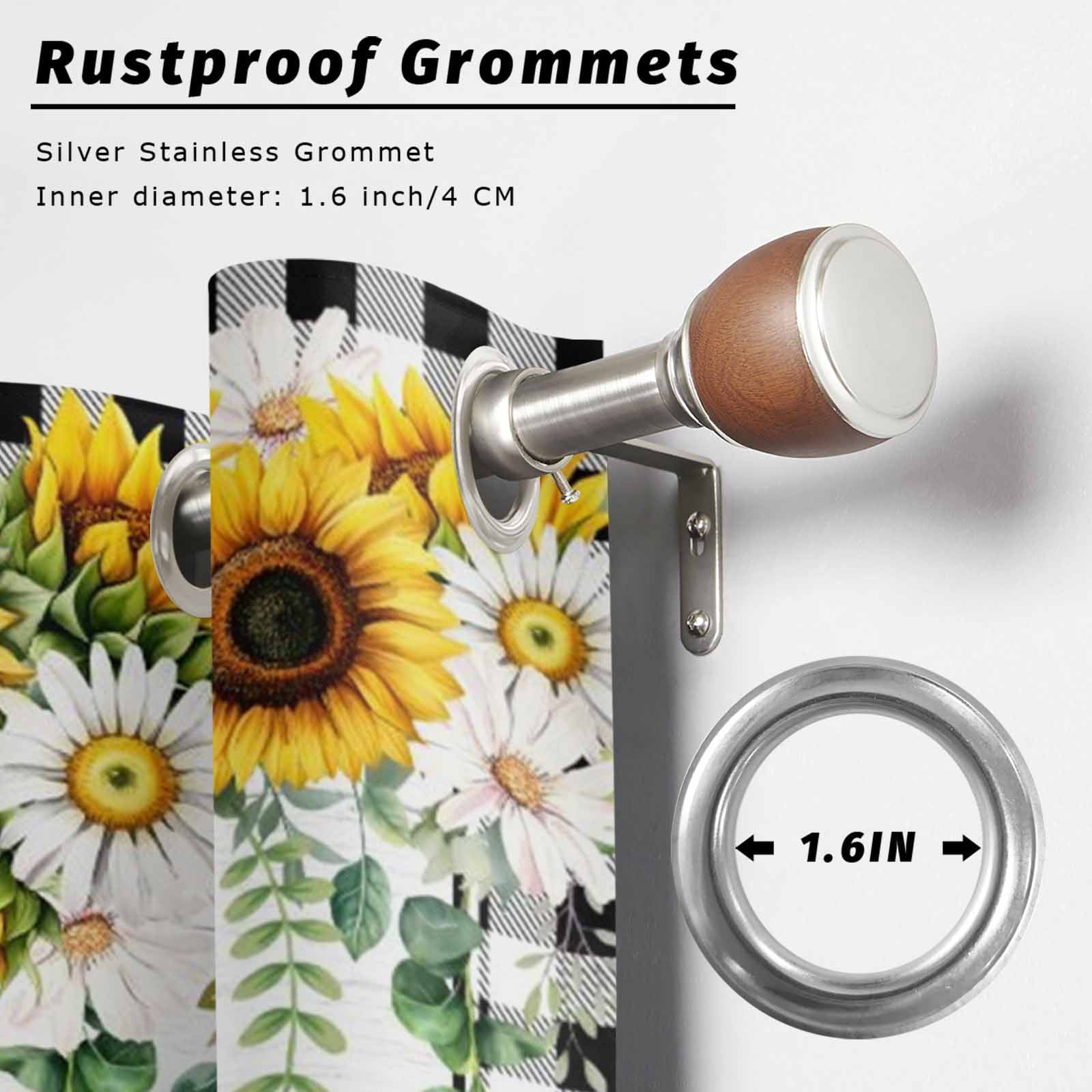 1 Panel Outdoor Curtains for Patio Waterproof 54"x95" Sunflower Gnomes Weatherproof Privacy Outsides Curtains, Spring Farmhouse Daisy Leaf Wooden Grain Grommet Thermal Drapes for Cabana Porch Pergola