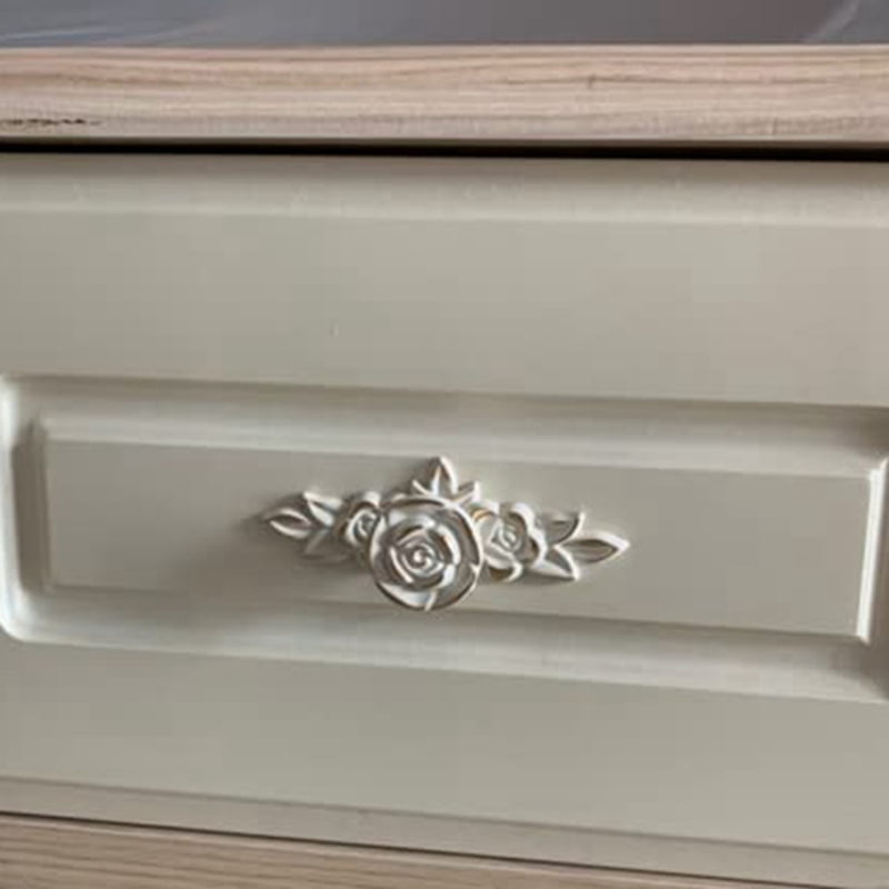 8 Pcs Euro Roses Cabinet Knobs with Backplate, Flower Drawer Pull Handles for Dresser Vanity Nightstand Cupboard
