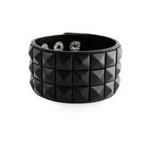 New Triple and Double Studded Punk Rock Wristband Bracelets, Black