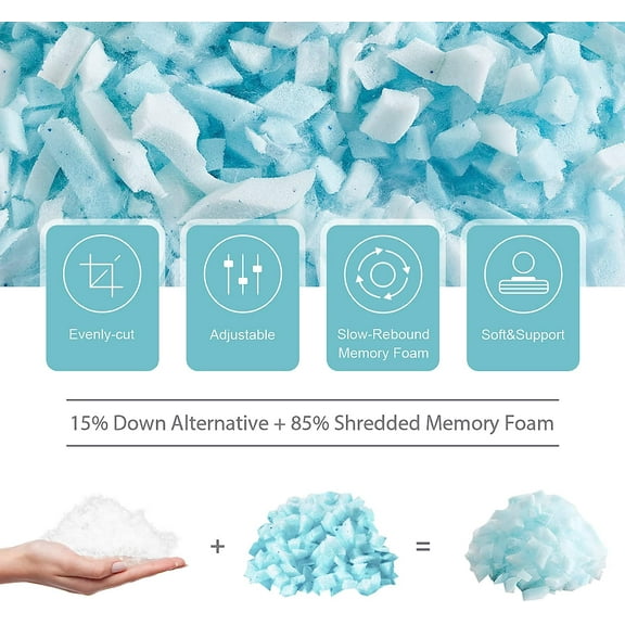 Cooling Pillows Size Set of 2, Shredded Memory Foam Bed Pillows for Sleeping