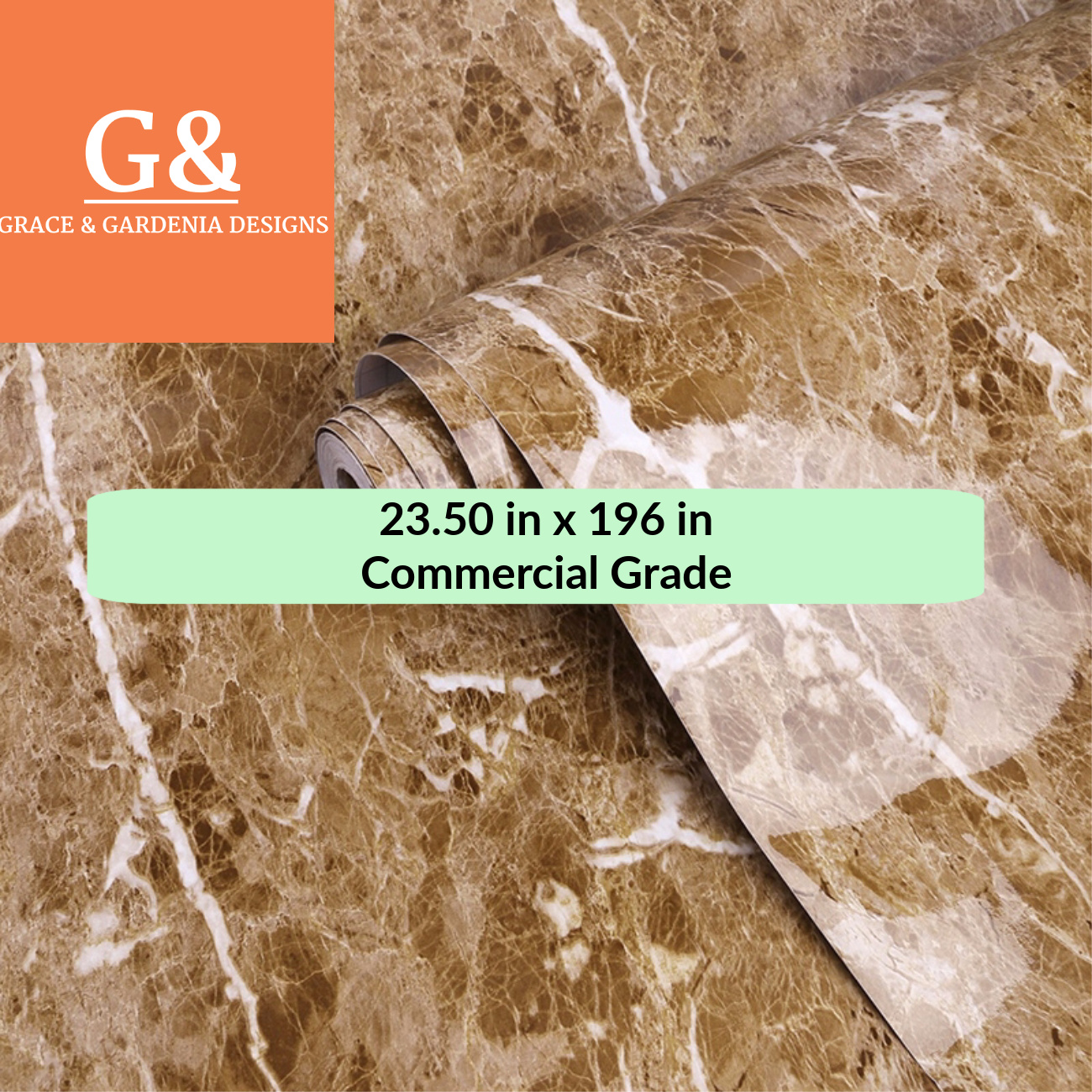 Brown Marble Commercial Grade Contact Paper Self Adhesive Removable 23.