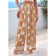 thumbnail image 4 of Women'S Wide Leg Palazzo Pants Boho Floral Trousers Flowy Beach Vacation Clothes Resort Wear Khaki XL, 4 of 9