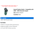 thumbnail image 2 of Hazard Flasher Switch - Compatible with 2000 - 2005 Chevy Impala 2001 2002 2003 2004, 2 of 2