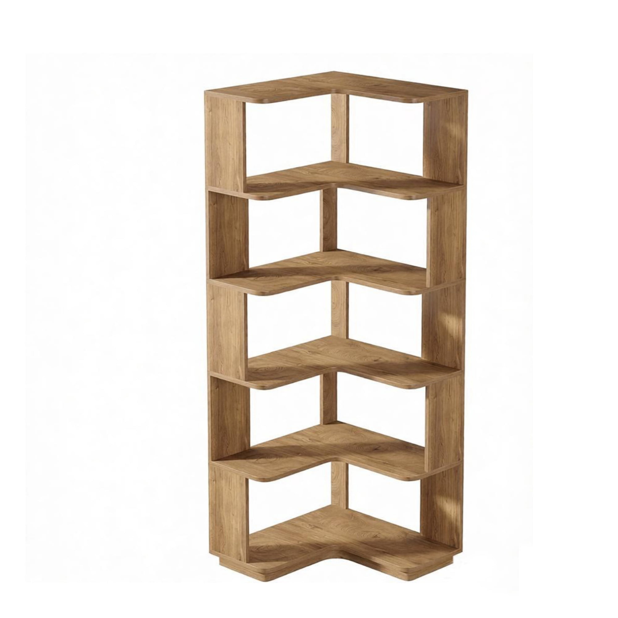 65 Inch L Shaped Corner Bookshelf with 6 Tier Display Shelves and Anti Drop Panel