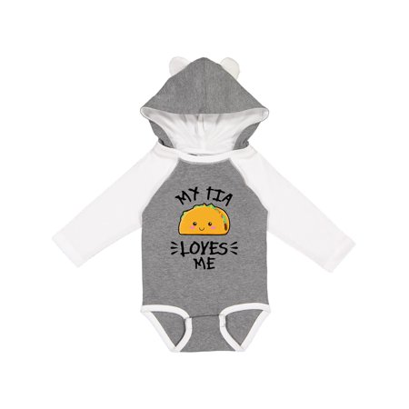 

Inktastic My Tia Loves Me with Taco Illustration Gift Baby Boy or Baby Girl Long Sleeve Bodysuit