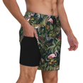 thumbnail image 2 of Fotbe Flamingos And Palm Leaves Traje de Baño para Hombre – Shorts de Natación de Secado Rápido con Forro y Bolsillos-Small, 2 of 6