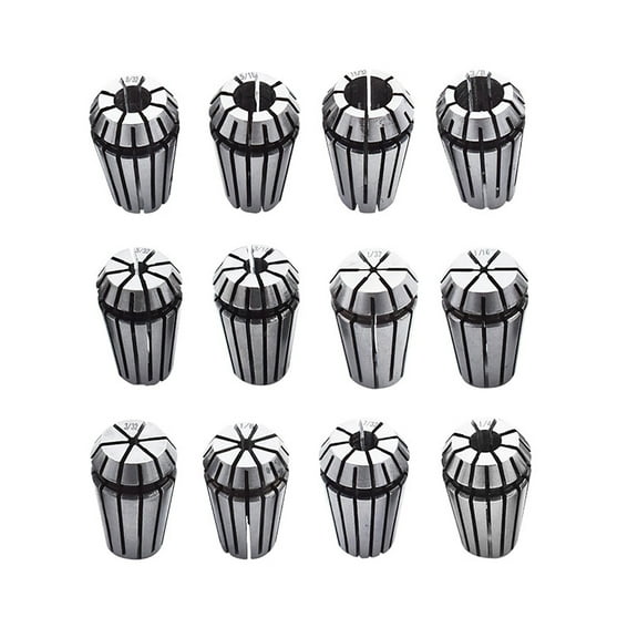 12Pcs ER16 1/16 -3/8 inch Spring Collet Set Collet Chuck for CNC Milling Lathe Tool Engraving Machine Carbon Steel