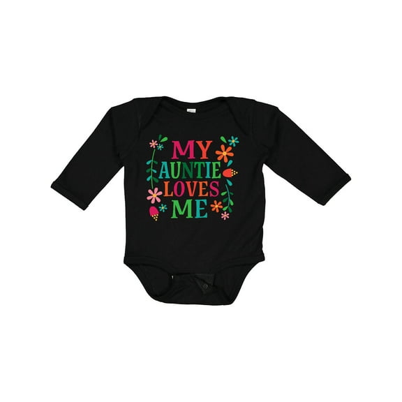 Inktastic My Auntie Loves Me Girls Girls Long Sleeve Baby Bodysuit