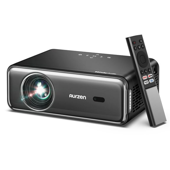 Aurzen Upgraded Smart Projector with WiFi & Bluetooth, Full HD 1080P, NetfIix Certified, DoIby Audio, 20W Speakers, Auto Focus & Keystone, Outdoor Portable Movie Projector