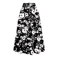 thumbnail image 3 of Women’s Floral Print Midi Skirt with Pockets A-Line High Waist Elastic Waistband Lightweight Casual Skirt for Summer Dark Gray S, 3 of 5