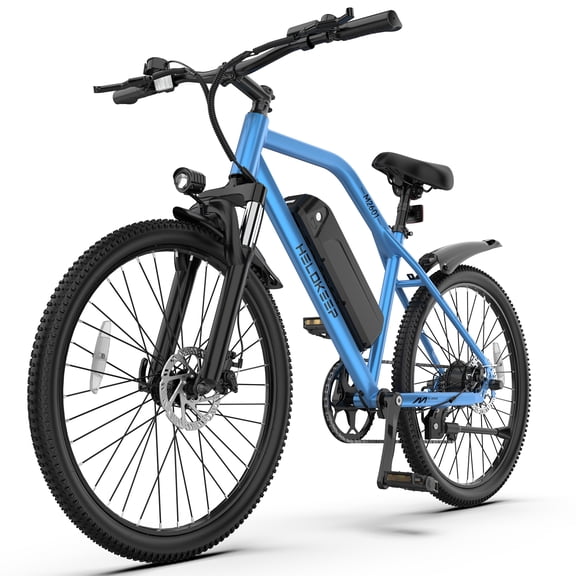 Helokeep M2601 26" Adults Electric Bike, 750W Peak Motor, 48V Removable Battery, 7-Speed, 35 Miles Range, 20MPH, Dual Disc Brakes, Blue