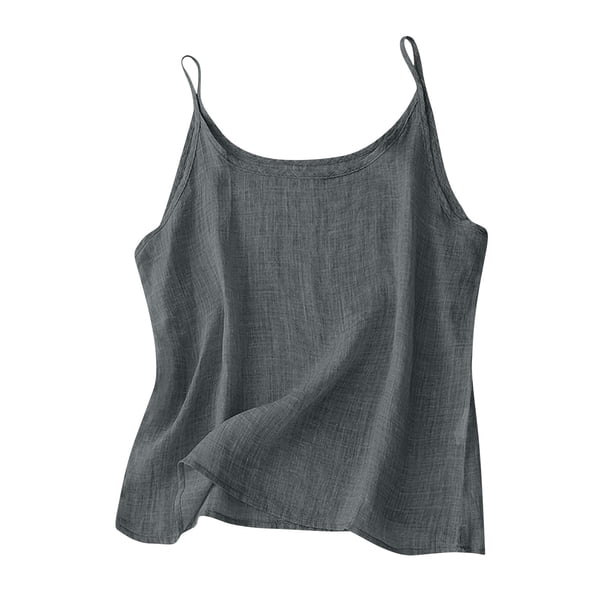 Vestidos Casuales Para Mujer, Blusas De Mujer De Moda Top informal de lino con tirantes de color liso para mujer