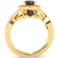 thumbnail image 3 of Three Stone Garnet Diamond Peekaboo Halo Engagement Ring In 14k Yellow Gold, 3 of 6
