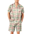 thumbnail image 2 of Leidass Short Sleeve Button Down Sleepwear Set for Men Pajama Set Lounge Set with Shorts Contrast Trim Relaxed Fit Orange 4XL, 2 of 4