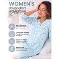 thumbnail image 2 of Casual Nights - Flannel Floral Long Sleeve Nightgowns for Women, Soft Lightweight Cotton & Lace Trim, Comfortable Lounging, Flower Blue Small, 2 of 7