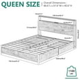 thumbnail image 3 of LED Bed Frame Queen Size with 2 USB Ports and Outlets, Platform Metal Bed Frame with 4 Storage Drawers and Headboard, No Box Spring Needed, Noise-Free(Rustic Brown-Queen), 3 of 9