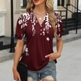 thumbnail image 2 of Camiseta de Cuello en V de Impresión Casual de Manga Corta de las Mujeres, Top Cómodo Ligero para la Primavera Y el Verano, 2 of 6
