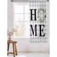 thumbnail image 3 of Sheer Curtains 63 Inch Length, Rustic Home Semi Sheer Curtains Light Filtering Window Treatment, Eucalyptus Leaves Farmhouse Wreath Plaid Privacy Voile Drapes for Living Room Bedroom 52x63 Inch, 3 of 7
