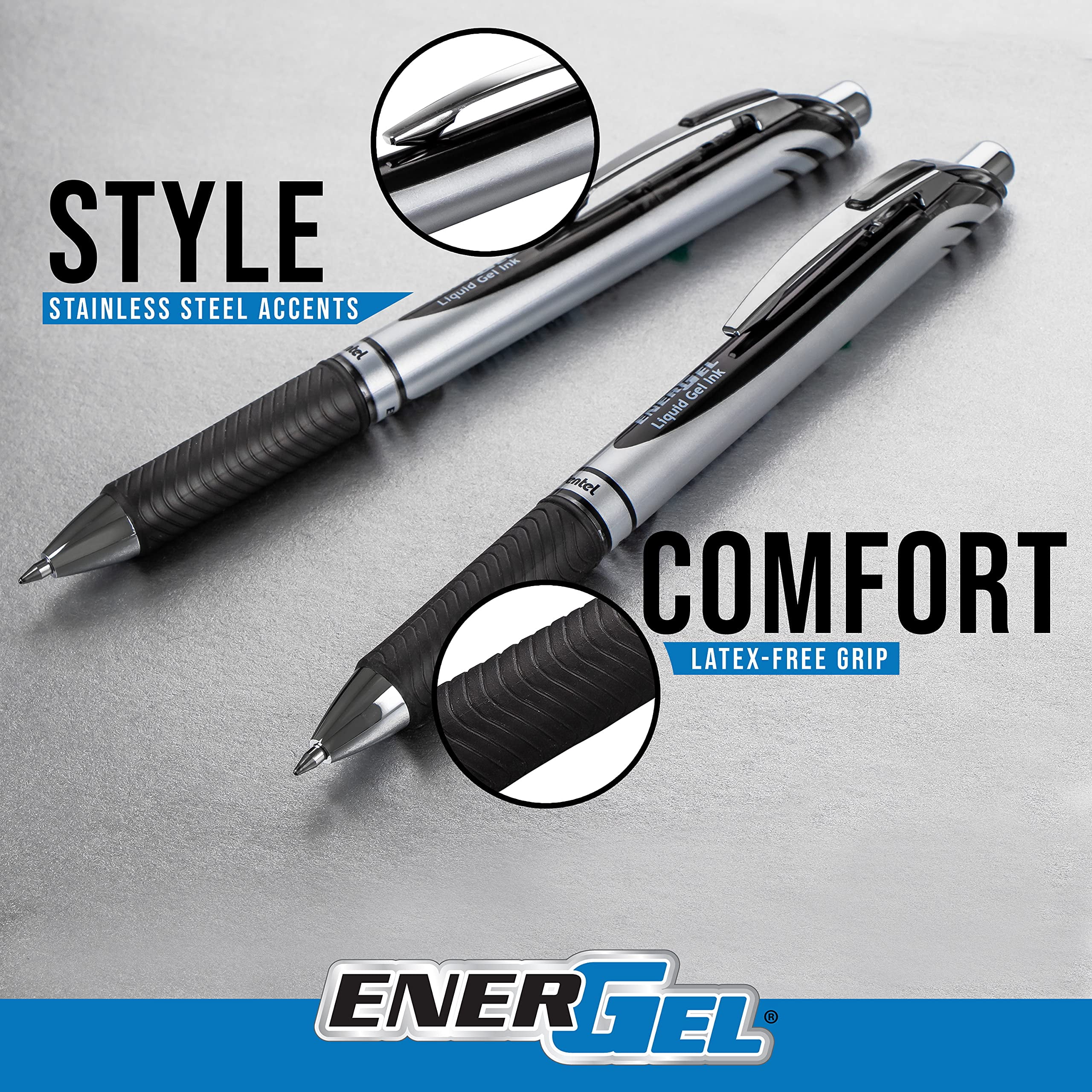 Pentel EnerGel RTX Retractable Liquid Gel Ink Pen, (0.7mm) Medium line, Forest Green Ink, Box of 12 Pens (BL77-D3)