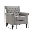 thumbnail image 7 of Accent Chair, Modern Single Sofa Chair with Nailhead Trim & Rolled Arms, Button Tufted Linen Upholstered Accent Living Room Chair with Wood Gourd Legs, Comfy Armchair Leisure Lounge Chair Light Gray, 7 of 7