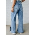 thumbnail image 2 of Women's Myosotis Blue High Rise Drawstring Casual Jeans with Slit Leg - [ZhiHiMeRi] | 12, 2 of 11