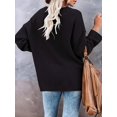 thumbnail image 2 of Women'S Oversized Sweaters Batwing Long Sleeve Loose V Neck Button Henley Tops Pullover Knit Jumper, 2 of 4