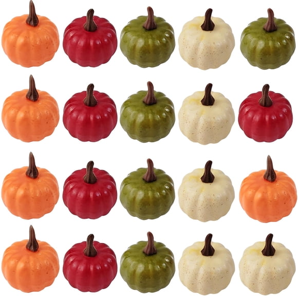 Calabazas artificiales ROYHOO, 20 unidades, miniespuma, decoración, 4 colores