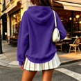 thumbnail image 5 of Yungyresw Solid Color Sweatshirs for Women Drawstring Hoodie Ribbed Hem Long Sleeve Pullover Oversized Fit Kangaroo Pocket Winter Layering, 5 of 8
