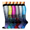 thumbnail image 2 of YAOBAMM Sports Compression Stockings 6 Pairs Unisex Compression Stockings High Elasticity Slip Striped Support Great Circulation Running Nursing Athletic, 2 of 7