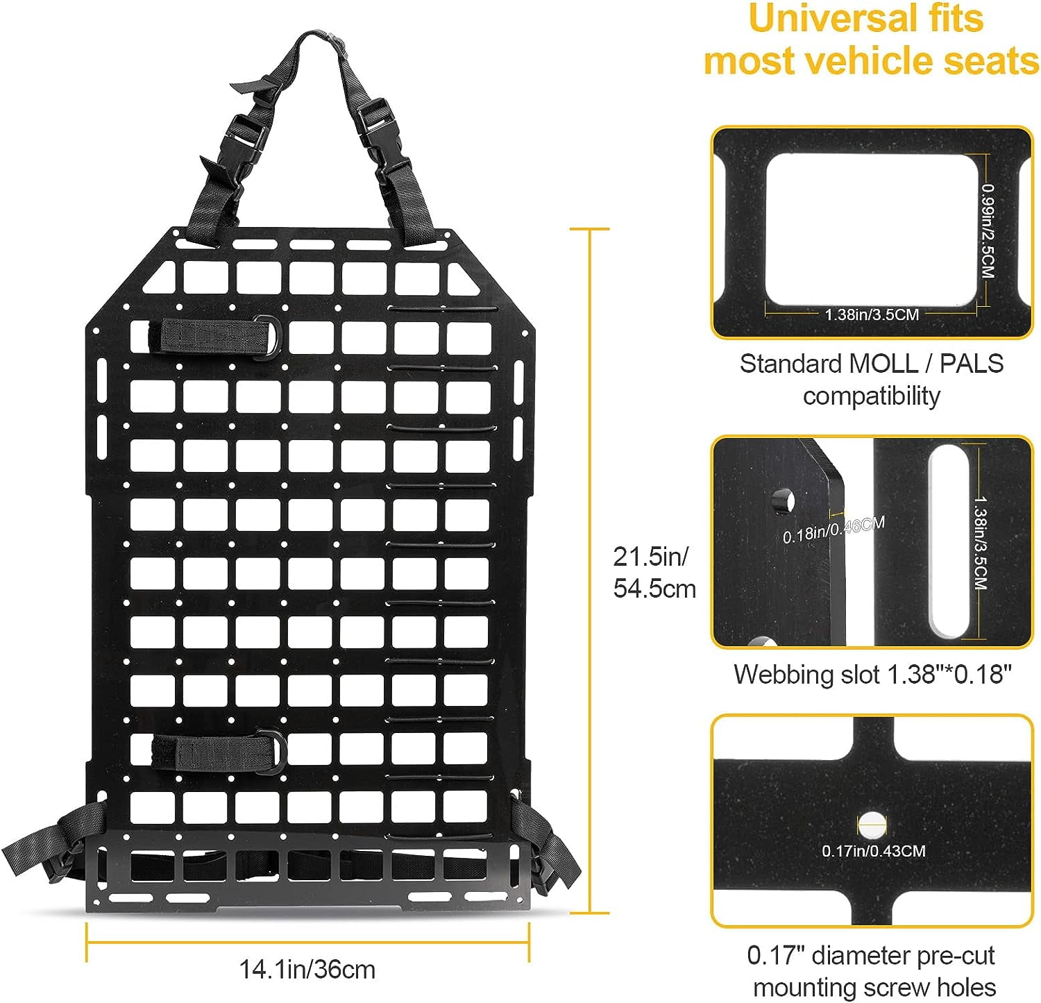 Portable Rigid MOLLE Panel, Tactical Car Back Seat Organizer with Handle,  Heavy Duty Car Storage Organizer for Modular Storage, Universal MOLLE  Panels