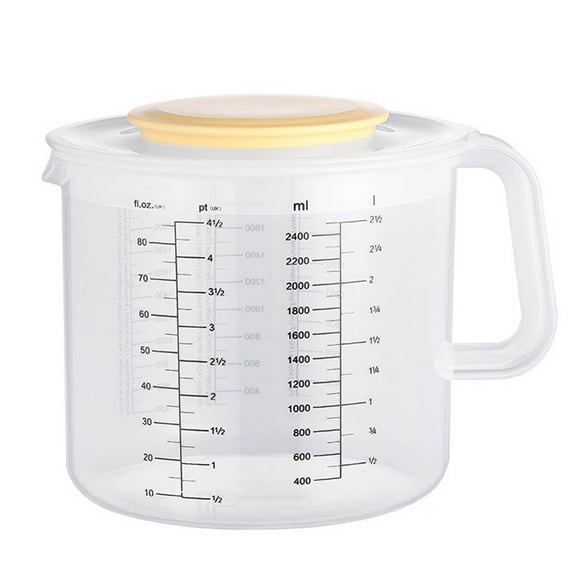 2.5L Baking Measuring Cup Scale Mixing Bowl with Lid Transparent Plastic Mixing Cup for Home Kitchen